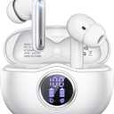 Wireless Earbuds, Bluetooth 5.3 Headphones HiFi Stereo 50H Playback LED Digital Display Ear Buds with ENC Noise Canceling Headset, IPX7 Waterproof Earphones for Gym/Running/Work (White)