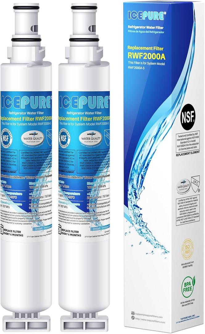 ICEPURE 4396701 Refrigerator Water Filter Replacement for Whirlpool 4396702, EDR6D1, EveryDrop Filter 6, Kenmore 9915, 46-9915, 2 PACK