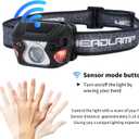 Outdoor Head Lamp, Rechargeable Type-C, 6Modes, 1000+ Lumens, IPX5 Waterproof Flashlight, 12 Hour Continuous Lighting Ideal for Camping Flashlights, Reading, Sports, Running, Hiking, Fishing