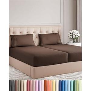 Split King Size 5 Piece Sheet Set - Comfy Breathable & Cooling Bed Sheets Set - Hotel Luxury Bedding for Women, Men, Kids, Teens, Boys & Girls - Deep Pockets, Soft and Wrinkle Free - Oeko-Tex - Brown