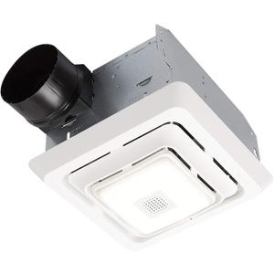 Broan-NuTone SPK80L Bluetooth Speaker Ventilation Fan with LED Light, 80 CFM, 2.5 Sones, White