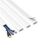 Delamu TV Cord Hider, Cord Covers for 2-3 Wires on Wall, Paintable Cable Hider Wire Covers for Cords, Easier Setup Wire Hiders for TV on Wall, Cable Cover Management to Hide Wires, W0.94H0.47in, White