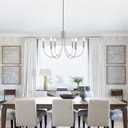 Modern Chandeliers for Dining Room, 6-Lights Vintage Farmhouse Chandeliers, Large Brushed Nickel Hanging Light Fixture for Dining Room Kitchen Island Living Room, 23.6" Diameter, Adjustable Height