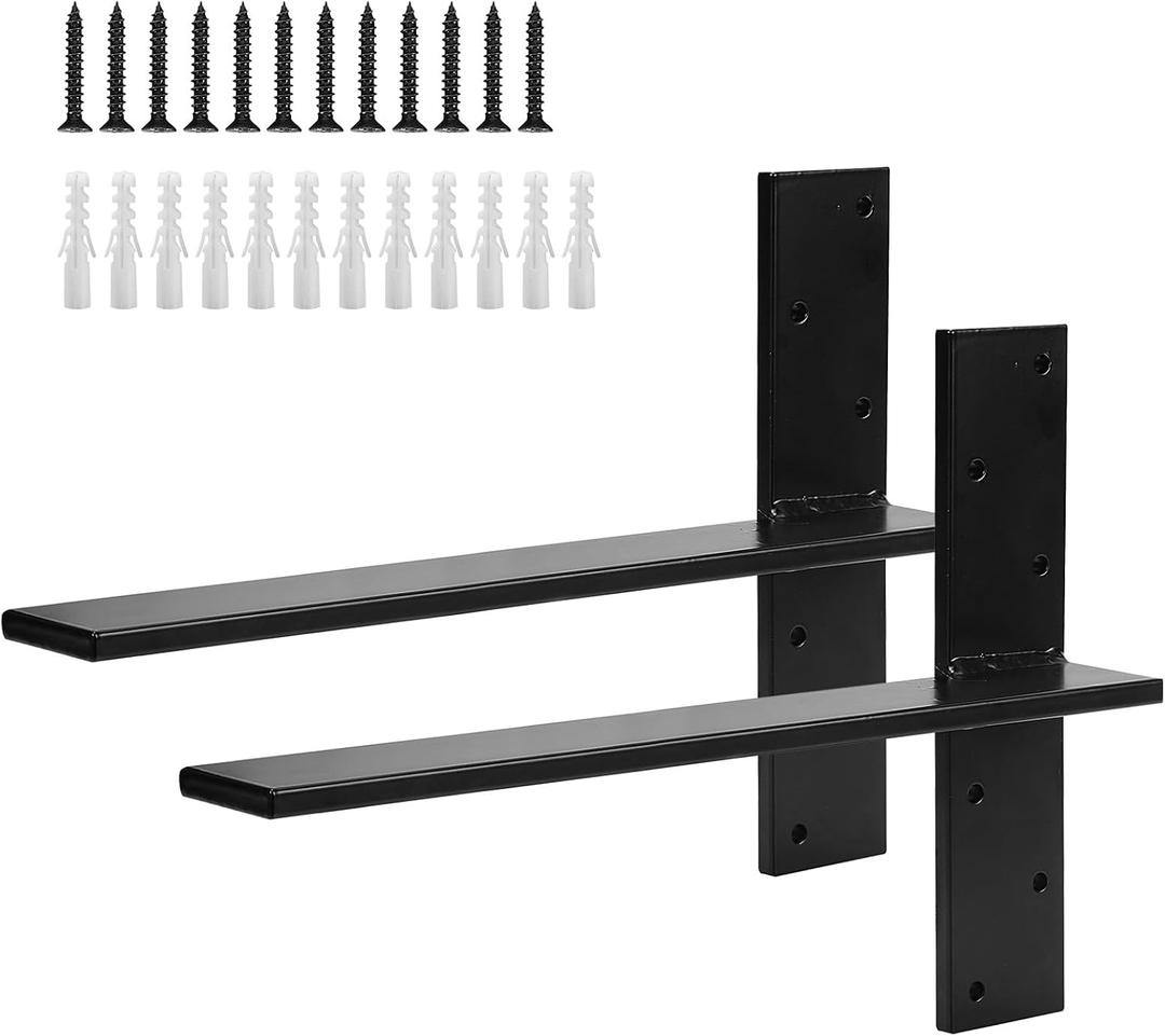 2 Pack Free Hanging T Shelf Bracket, Solid Heavy Duty Steel T Shelf Bracket with Screws, Floating Shelf Brackets, Granite Countertop Support Brackets,Powder Coated, DIY Projects (20 Inch)