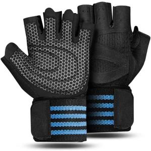 2 x PhAsz Workout Gloves for Full-Finger,Ventilated Weight Lifting Gym Lifting Gloves with Wrist Wrap Support for Men & Women,Full Palm Protection,for Weightlifting,Training,Fitness,Hanging (XX-Large, black)