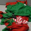6 Pcs Women Christmas Elf Costume Set Costume Dress Xmas Festive Outfit with Elf Ears Hat Shoes Belt Striped Socks (Small)