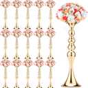 Sadnyy 16 Pcs Metal Flower Arrangements Stand Metal Wedding Centerpiece Stand Tall Table Decor Flower Vase for Wedding Reception Centerpieces Event Party Hotel Home Decor(16.9 Inch,Gold)