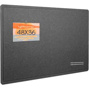Lightomorrow Large Bulletin Board - 48 x 36 Inches, Decorative Felt Pin Board for Wall - 4' x 3' Foldable Photo Display Board with Self-Adhesive Tape, Includes 20 Push Pins - Dark Gray, 4836 inches