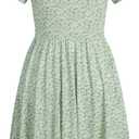 BEDOAR Women's Casual Plus Size Dress V-Neck Knee-Length A-Line Party Cocktail Swing Dress with Pockets (Green)