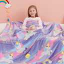 Unicorn Glow in The Dark Blanket,Unicorns Gifts Toys for Girls, Birthday Gifts for Kids Age 3-14 Year Old Teen Child Toddler Luminous Throw Blanket for Daughter 50"×60"