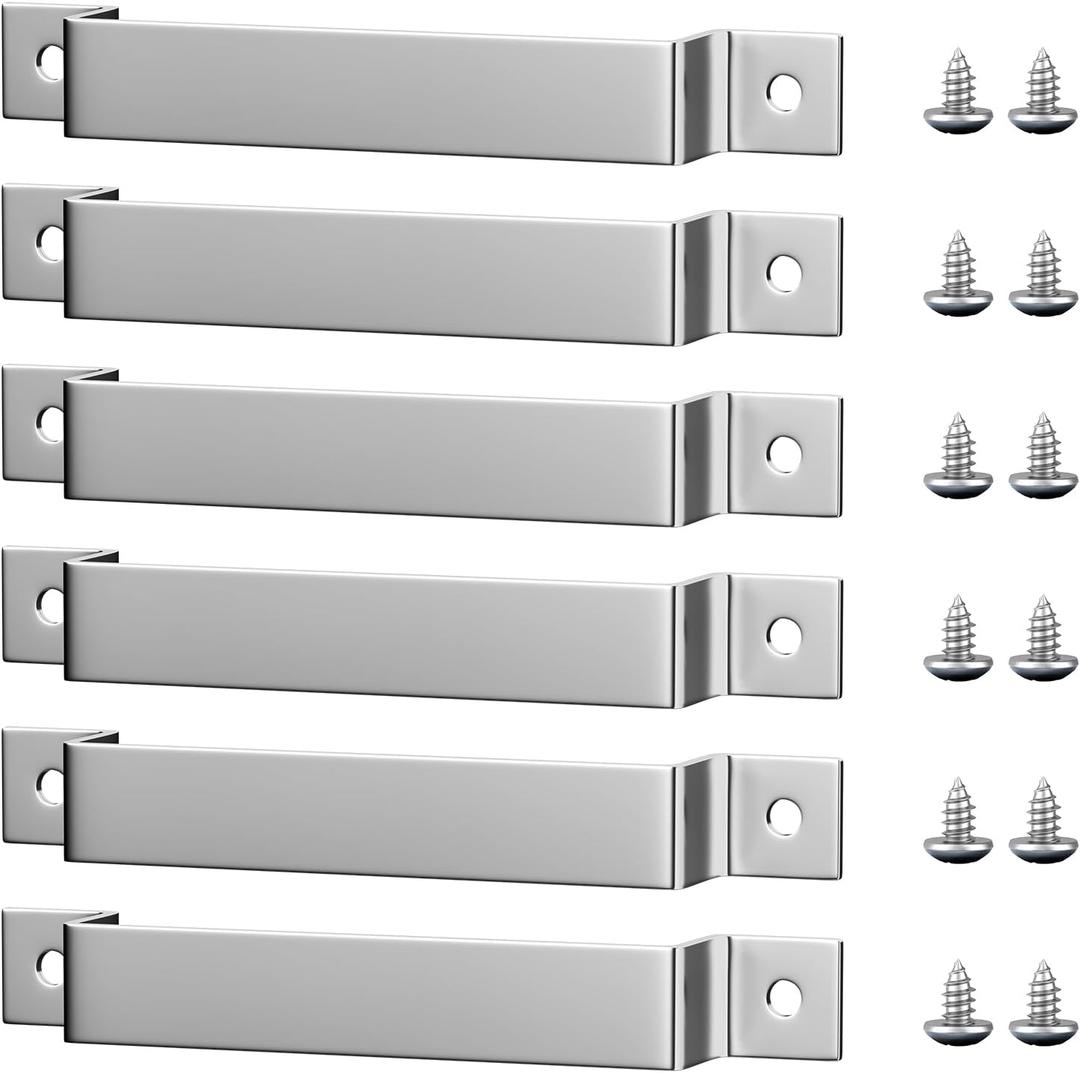 Tape Measure Clip Tape Measure Holder Bench Belt Universal Tool with Screws Stainless Steel Tool Hanger Storage Dock for Mount Drill Power Tape Measures and Belt Clips (6 Pcs, Silver)