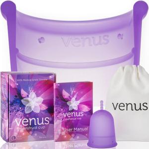 Venus Menstrual Cup (Period Cup for Women) - Best for Heavy Flow - 12 Hours Leak-Free Protection - 100% Medical-Grade Silicone Reusable Cup - Unique Design to Ease Your Period Cycle | Large