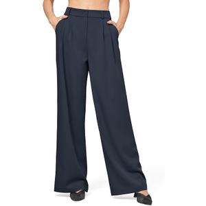 Willit Women's Work Pants Wide Leg Dress Pants High Waisted Casual Slacks Business Office Pants with Pockets 30" Gray S
