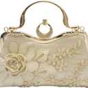 CORIOS Women Evening Bag Floral Embroidery Clutch Bag Vintage Handbag Bridal Wedding Purse Elegant Shoulder Bag