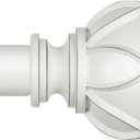 KAMANINA White Curtain Rods for Windows 72 to 144 Inches (6-12ft) Long Heavy Duty Curtain Rod, 7/8 Inch Adjustable Drapery Rods with Decorative Netted Texture Finials