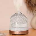 200ml Glass Reservoir Essential Oil Diffuser with Glass Dome Ultrasonic Aromatherapy Diffuser with Four Timer Colorful Light Auto-Off for Home Office Bedroom