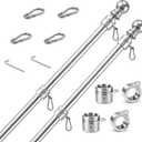 ZMTECH 5FT One Piece Heavy Duty Stainless Steel Flag Pole for Outside House,Flag Pole for Truck,Jeep,Porch,RV,Boat,Wall & Vehicle Use Silver 2 Pack(Without Bracket)