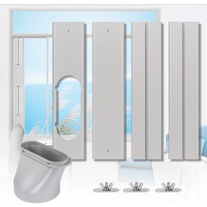Portable Air conditioner Window Kit, Adjustable Vertical/Horizontal Sliding Window Kit Plate for AC Unit, AC Window Vent Kit, AC Window Seal Suitable for 5.9 AC Exhaust Hose