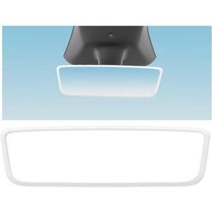 Car Rear View Mirror Protector Frame, Silicone Vehicle Interior Rearview Trim Protective Cover, Auto Rear View Mirror Edge Guard, Compatible with 2017-2024 Model3 2019-2024 Model Y (White)