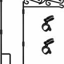 HOOSUN Garden Flag Stand, Premium Garden Flag Pole Holder Black Metal Powder-Coated Weather-Proof Paint, 37.8"H x 15.5"W For Outdoor Garden Lawn Without Flag (2 Pack)