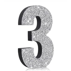 7.8 Inch Glitter Number Table Centerpiece Diamond Number 3 Birthday Table Decorations,Wooden Centerprise Digit 3 for Birthday,Chrismas,Graduation,Wedding,Anniversary Party Decorations