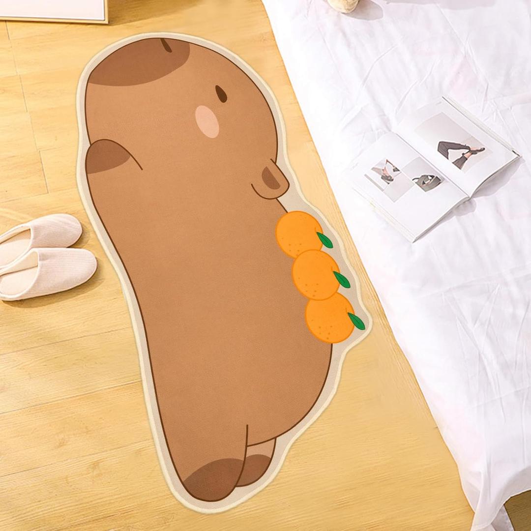 Capybara Rug - 18‘’×46‘’ Cute Long Cartoon Doormat, Non-Slip Animal Rug for Sofa, Stretched Animal Floor Mat for Bedroom, Entrance, Living Room