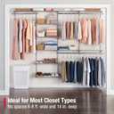 Rubbermaid Configurations Deluxe Custom Closet Kit 4-8 Ft. Adjustable Metal Wire Shelving Titanium Finish Expandable Organization System Hardware Included for Home Closet/Pantry/Laundry/Mudroom