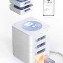 Ideerfit 42-Day Automatic Pill Dispenser – App & On-Device Setup by Family, LCD Display, Digital Lock, Sound & Light Alerts – Safe Medication Organizer Management for Seniors (3-Tray, White)