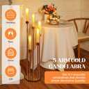Tessco for you 5 Arm Candelabra Centerpieces for Tables 42.5'' Tall Floor Candle Holder Metal Candlestick Stand with Acrylic Lampshade for Wedding Holiday Birthday Party Decor(Gold,4 Set)