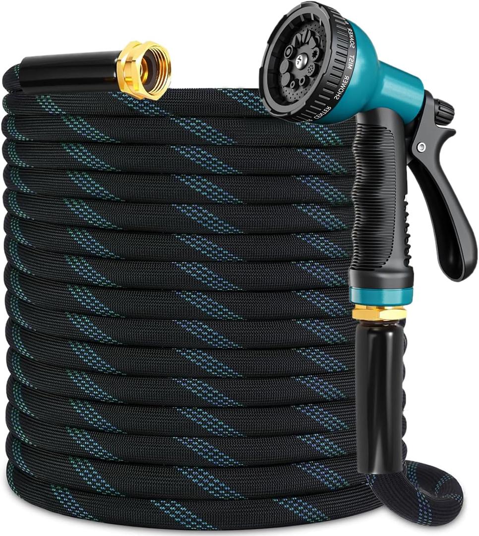 Flexible Garden Hose 150 ft with 10 Function Nozzle, 2026 Kink Free Lightweight Water Hose 150ft, Solid Metal Fittings, High Density Outer Fabric, Enhanced Inner Core for Outdoor Watering, Car Washing