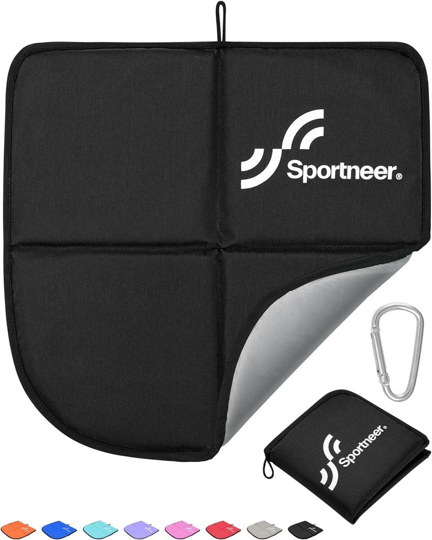 Sportneer Sitting Pad, Lightweight Waterproof Folding Seat Pad for Backpacking, 15.75'' x 15.75'' Portable Camping Seat Mat for Hiking, Picnics & Outdoor Use (Black)