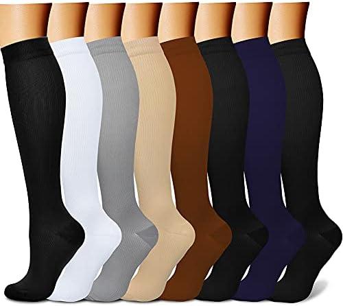 CHARMKING Compression Socks for Women & Men Circulation (8 Pairs) 15-20 mmHg is Best Support for Athletic Running,Hiking