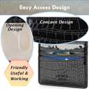 Slim Wallet Minimalist Front Pocket RFID Blocking Men and Women Leather Wallets (Black-Crocodile)