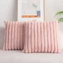 DEELAND Pack of 2,Double-Sided Faux Fur Plush Decorative Throw Pillow Covers Fuzzy Striped Soft Pillowcase Cushion Covers for Sofa Couch Bedroom