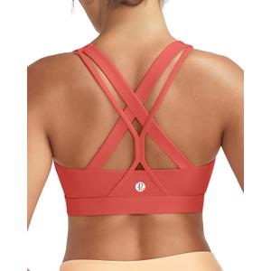 RUNNING GIRL Sports Bras for Women,Seamless Strappy Sports Bra High Support Crisscross Back with Removable Pads (Red, S)