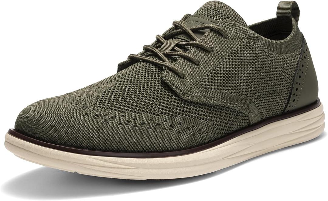 Bruno Marc Men's KnitFlex Craft Mesh Oxfords Sneakers Casual Dress Lace-Up Lightweight Walking Shoes (11, 6-green)