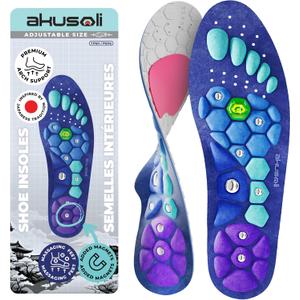 Akusoli Insoles Men & Women, Insoles for Flat Feet & Men Work Boots, Arch Support Inserts for Women Standing All Day, High Arch Support & Flat Foot Inserts L/XL US Womans 10-12 Mens 8-13