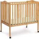 Delta Children Folding Portable Mini Baby Crib with 1.5-inch Mattress - Greenguard Gold Certified, Natural