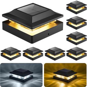 Brightown Solar Post Cap Lights Outdoor 8-Pack, Waterproof Fence Post Solar Lights for 4x4 Wood/Vinyl Posts, 16 LED Deck Post Lights with 2 Color Modes Decorate Patio Porch Garden