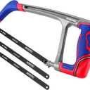 WORKPRO 12-inch Hacksaw with Extra 2 Bi-Metal Saw Blades, Heavy Duty Adjustable 45/90 Angle Saw for Metal, Wood, PVC Pipes