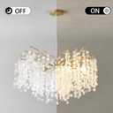 32 Inch Gold Crystal Chandelier, 10-Light Coastal Chandeliers for Dining Room, Large Modern Tree Branch Light Fixtures, Seashell Chandelier for Entryway Foyer Bathroom Living Room, E12