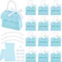 BENECREAT 16 Sets Light Cyan Wedding Favors Box DIY Set, 5.44.22.4 inch Decorative Gift Boxes with Pearl Handle, Ribbons, Stickers, Gift Boxes for Birthday, Party Favor