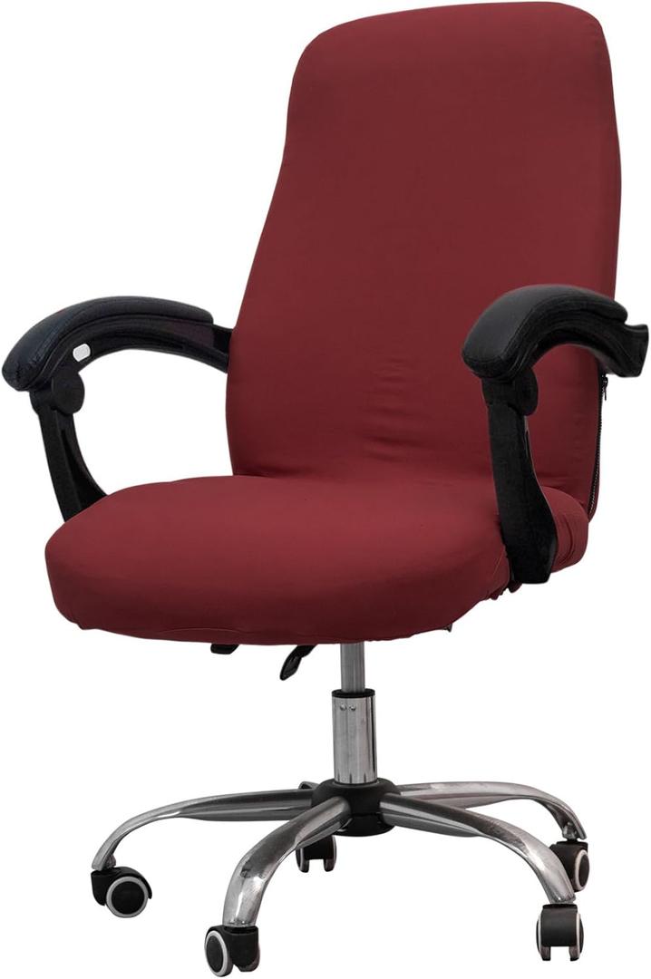 Melaluxe Office Chair Cover - Universal Stretch Desk Chair Cover, Computer Chair Slipcovers (Size: M) - Wine Red