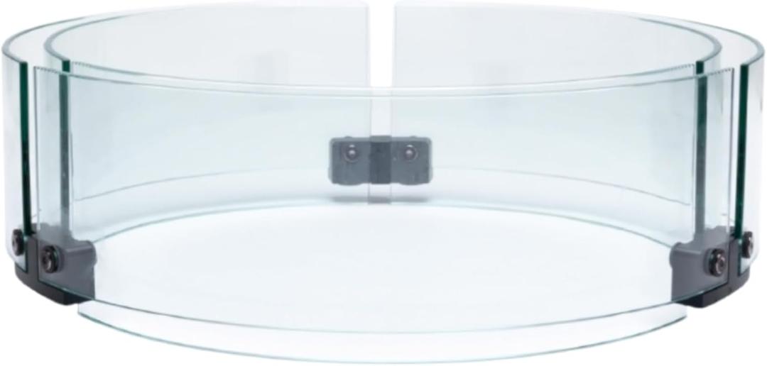 TIKI Propane Fire Pit Glass Surround Attachment, 15.8" Round Tempered Glass Wind Guard, Clear