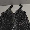 PORRCEY Women's Hot Drilling Craft Sexy Long Sleeve Mesh See Through Party Club Night Rhinestone Dress (Medium, Y21 Black)