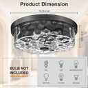 Flush Mount Ceiling Light with Water Ripple Glass Shade, Modern 3-Light Ceiling Lighting for Kitchen Living Room Porch Hallway, Industrial Black Ceiling Lamp for Lighting and Decoration