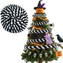 32.8ft Halloween Sandworm Tree Garland Decoration Halloween Nightmare Spooky Black White Striped Ornaments Sandworm Christmas Tree Decoration for Indoor Xmas Holiday Festive Party