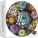 Succulent Puzzles for Adults, PICKFORU Round Flower Succulent Jigsaw Puzzles 1000 Pieces, Unique Circle Plant Adult Puzzles as Wall Decor
