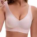 Womens Wireless Supportive Bra Push Up Seamless No Underwire Back Smoothing Full Coverage Bralette Soft Stretch Everyday Bra (X-Large, Pink-ol)