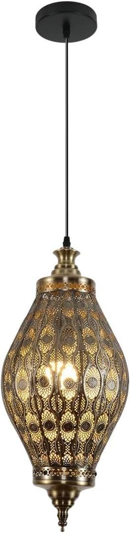 Moroccan Pendant Light, 19.7" Retro Metal Turkish Ceiling Pendant, medium